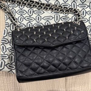 Rebecca Minkoff Black Studded Quilted Shoulder Bag